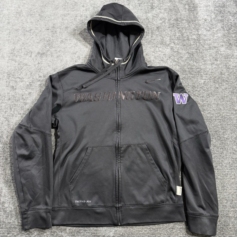 Nike Therma Fit Washington Huskies Full Zip‎ Hoodie Men's Size Small Black